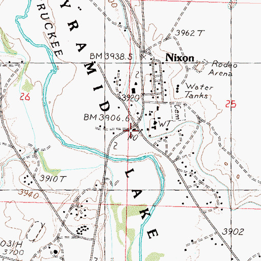 Topographic Map of Pyramid Lake Tribal Police Department, NV