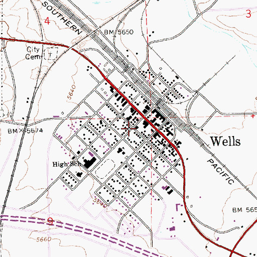 Topographic Map of Nevada Highway Patrol Northern Command East - Wells Substation, NV