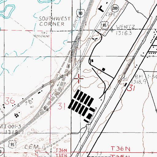 Topographic Map of Nevada Highway Patrol Northern Command East West Wendover Police Substation, NV