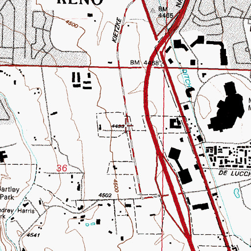 Topographic Map of Nevada Highway Patrol Northern Command West, NV