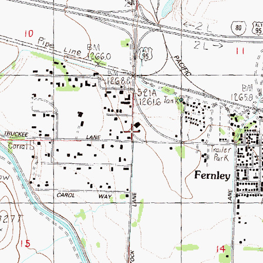 Topographic Map of Nevada Highway Patrol Northern Command West Fernley, NV