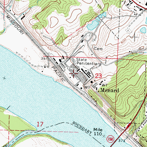 Topographic Map of Menard Correctional Center, IL