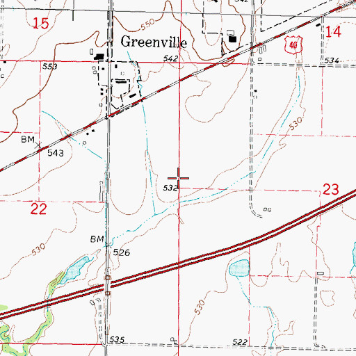 Topographic Map of Federal Correctional Institution Greenville, IL