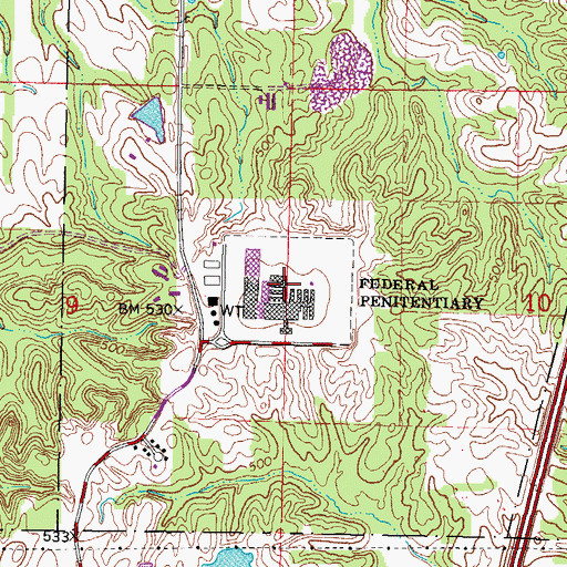 Topographic Map of United States Penitentiary Marion, IL