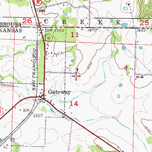 Topographic Map of Gateway Cemetery, AR