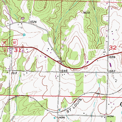 Topographic Map of Garfield Post Office, AR