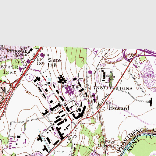 Topographic Map of Rhode Island Department of Corrections Gloria McDonald Medium Security Women's Facility, RI