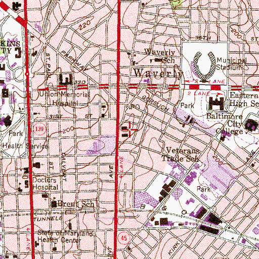 Topographic Map of Saint Johns Episcopal Cemetery, MD