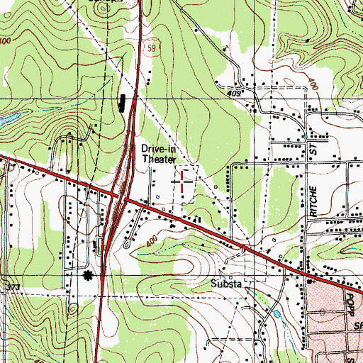Topographic Map of Lumberjack Drive-In (historical), TX
