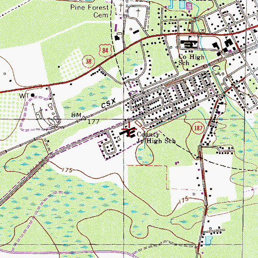 Topographic Map of Homerville State Prison (historical), GA