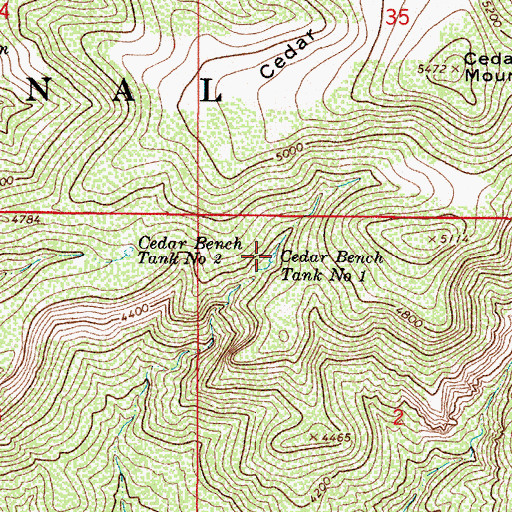 Topographic Map of Cedar Bench Tank Number One, AZ