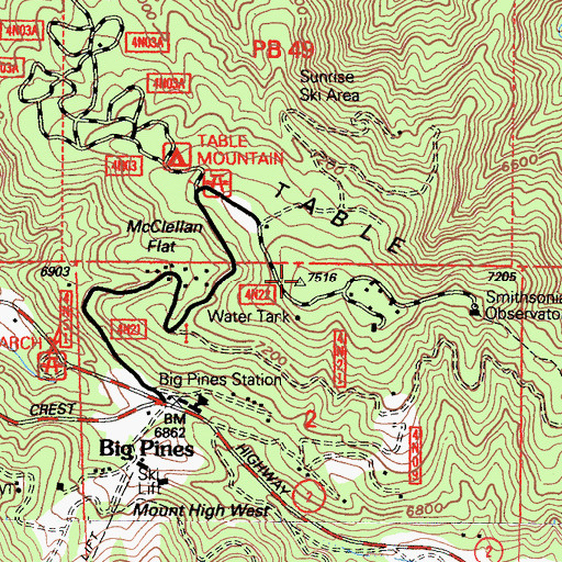 Topographic Map of Table Mountain, CA