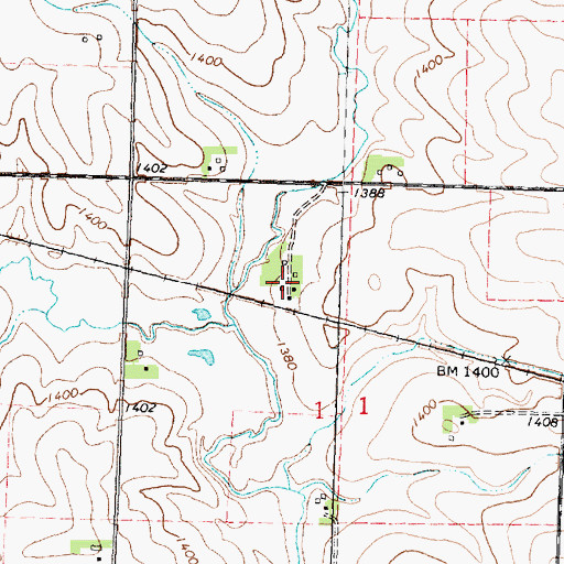 Topographic Map of Heline Farms, IA