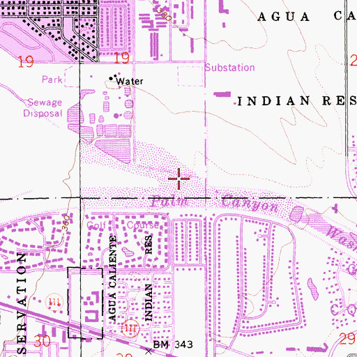 Topographic Map of Tahquitz Creek, CA