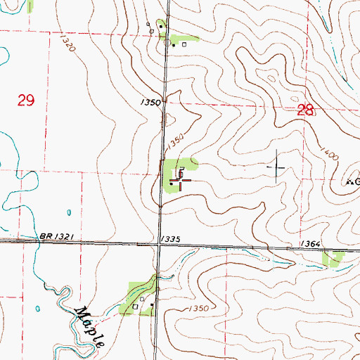 Topographic Map of Bradfield Farms, IA