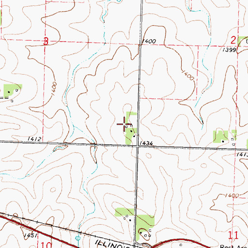 Topographic Map of Cedar Farms, IA
