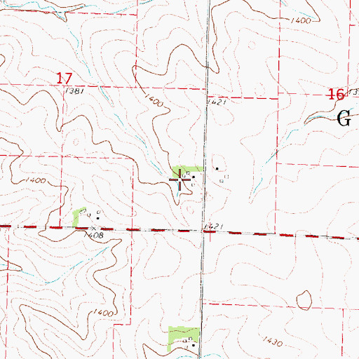 Topographic Map of Borchers Farms, IA