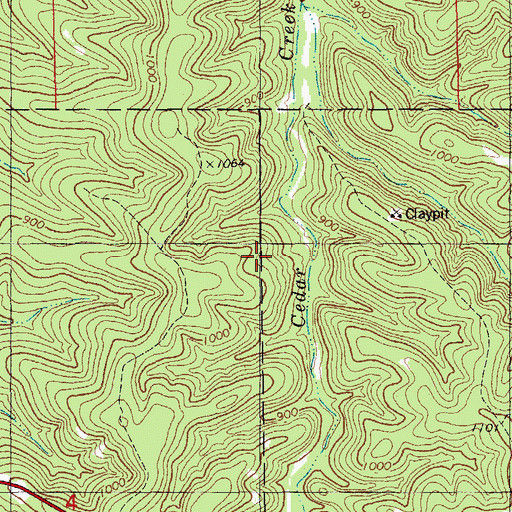 Topographic Map of Spring Creek Gap Glades Natural Area, MO