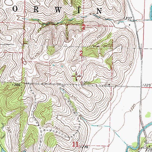Topographic Map of Forbes Farms, IA