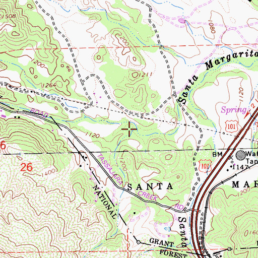 Topographic Map of Tassajera Creek, CA