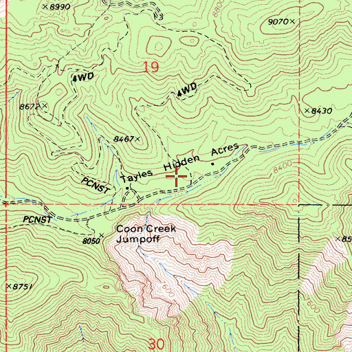 Topographic Map of Tayles Hidden Acres, CA