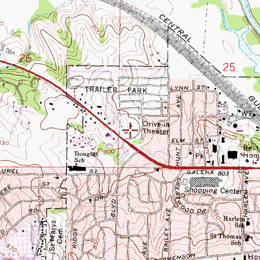 Topographic Map of Bennis Drive-In (historical), IL