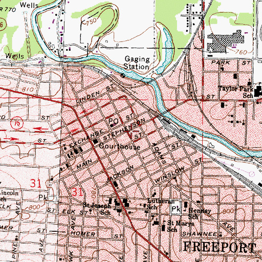 Topographic Map of State Theater (historical), IL