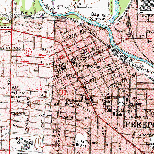 Topographic Map of Patio Theater (historical), IL