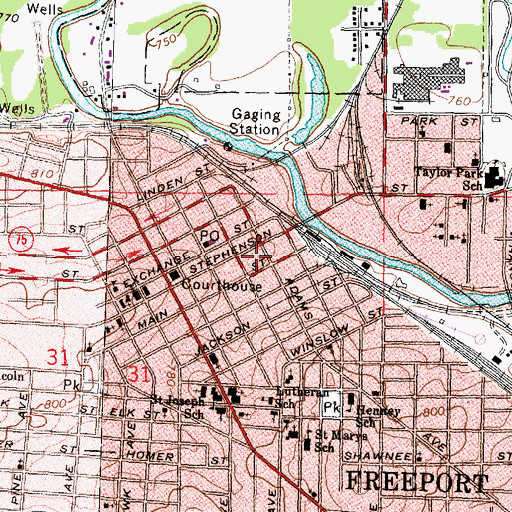 Topographic Map of Strand Theater (historical), IL