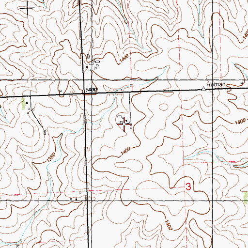 Topographic Map of Lassen Farms, IA