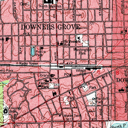 Topographic Map of Tivoli Theatre, IL