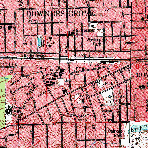 Topographic Map of Curtiss Theatre (historical), IL