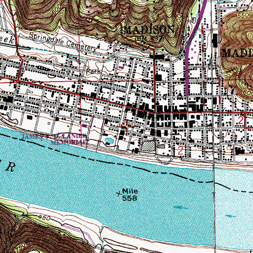 Topographic Map of Madison Presbyterian Church, IN