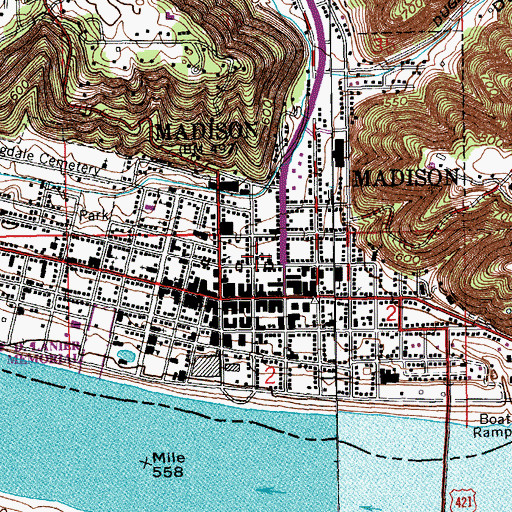 Topographic Map of Christ Episcopal Church, IN
