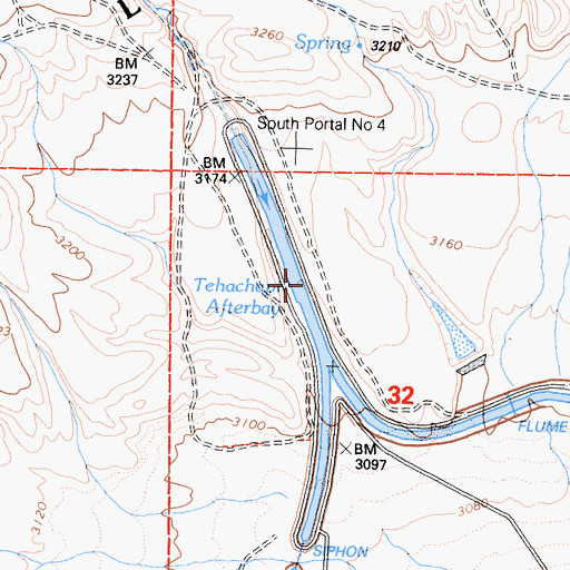 Topographic Map of Tehachapi Afterbay, CA