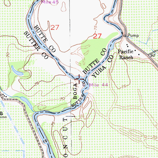 Topographic Map of Honcut Creek, CA
