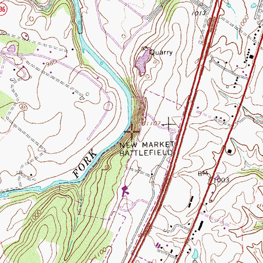 Topographic Map of Battlefield Bluff, VA