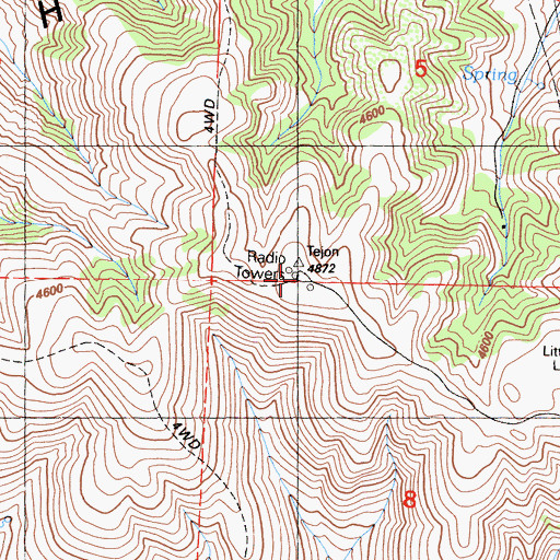 Topographic Map of Tejon Lookout, CA