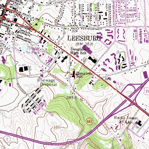 Topographic Map of Frederick Douglass Elementary School, VA