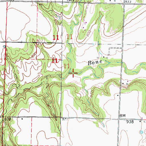 Topographic Map of Bone Creek Reservoir, KS