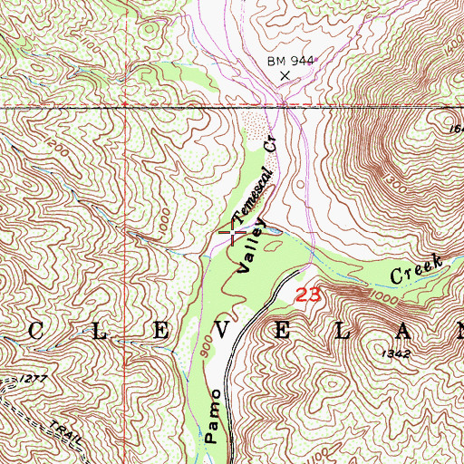 Topographic Map of Temescal Creek, CA