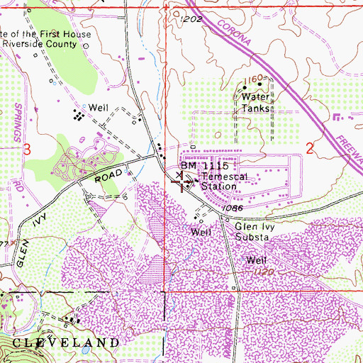 Topographic Map of Temescal Station, CA