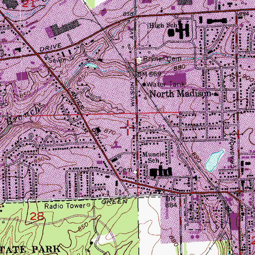 Topographic Map of Grace Baptist Church, IN