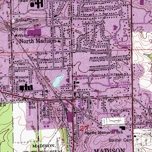 Topographic Map of First Church of the Nazarene, IN