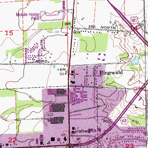 Topographic Map of Faith Lutheran Church, IN