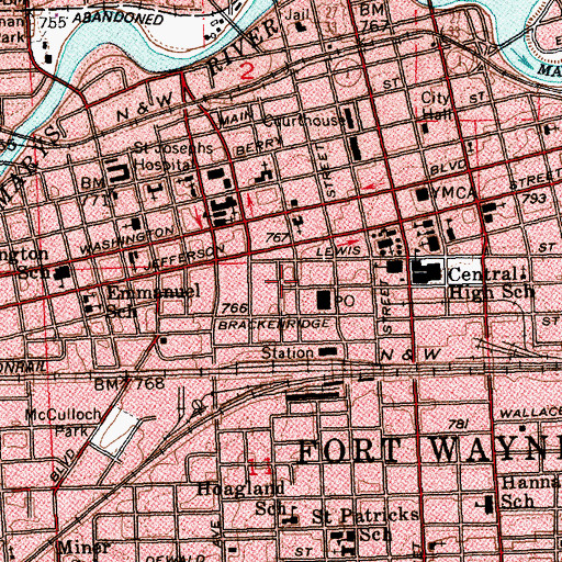 Topographic Map of Parkview Field, IN