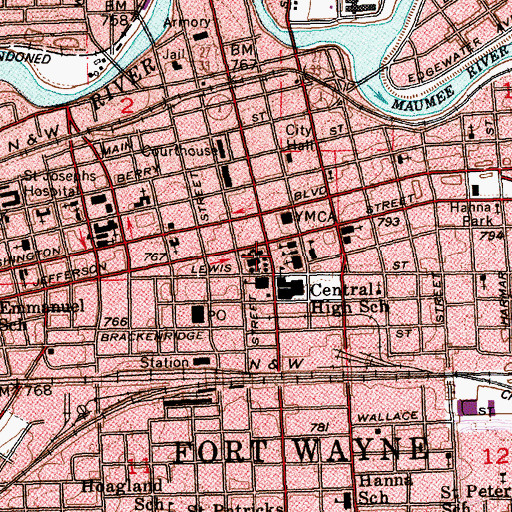 Topographic Map of Cathedral of the Immaculate Conception, IN
