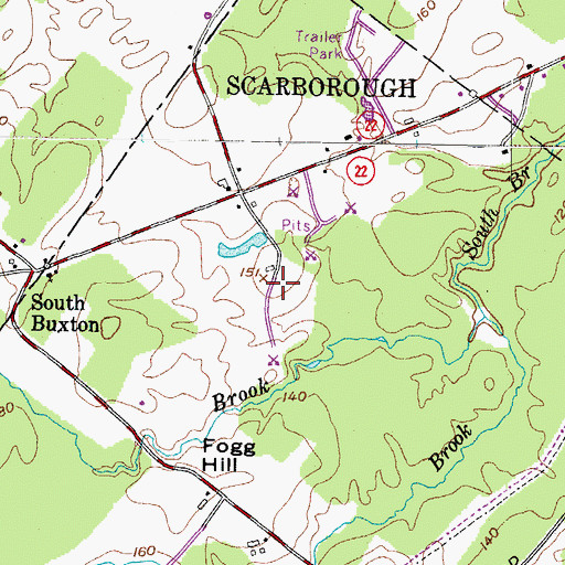 Topographic Map of Fenderson Cemetery, ME