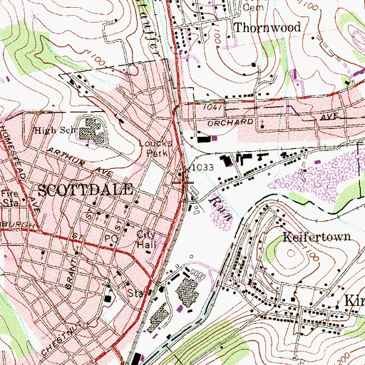 Topographic Map of Scottdale Armory, PA