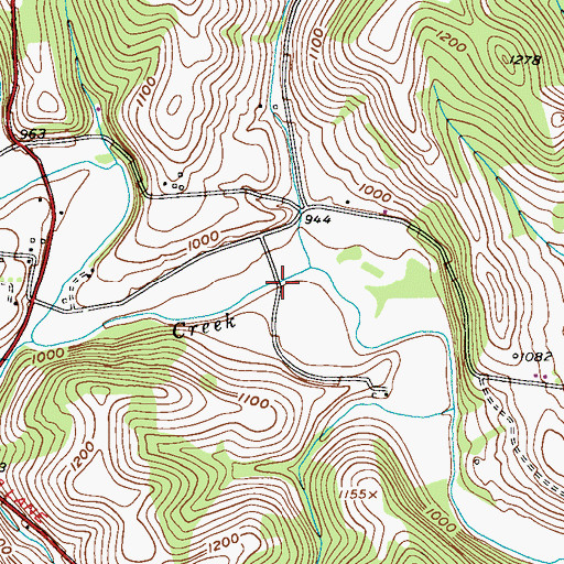 Topographic Map of Bailey Covered Bridge, PA